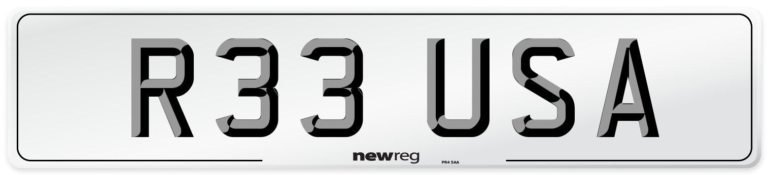 R33 USA Number Plate from New Reg